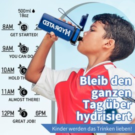 Mevoly Water Bottle 500 ml, BPA-Free Tritan, 0.5 Litre Sports Water Bottle, Leak-Proof with Time Marking, Sports Bottle for School, Fitness, Outdoor, Gym