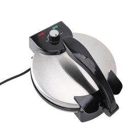 Qcwwy Aluminum Alloy Electric Tortilla Maker, 10 Inch Nonstick Adjustable Temperature Control Chapati Press Maker with Stainless Steel Cover for Experts Beginners Cooking