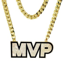 noblehead MVP Championship Chain Medal Award Gift Metal MVP Chain Award Winner Prize Trophy Pendant Necklace for Winner Adults Player Team Football Soccer Baseball Basketball Softball (MVP)