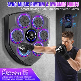 YORWHIN Smart Music Boxing Machine for Adults and Kids, Bluetooth Boxing Equipment with Boxing Gloves, Wall Mounted Electronic Punching Machine for Home Gym Workout Indoor