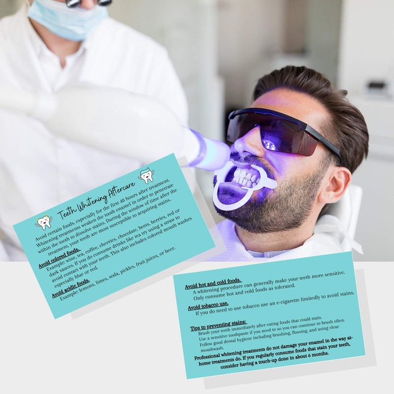 Professional Teeth Whitening Aftercare Instructions Cards | Package of 50