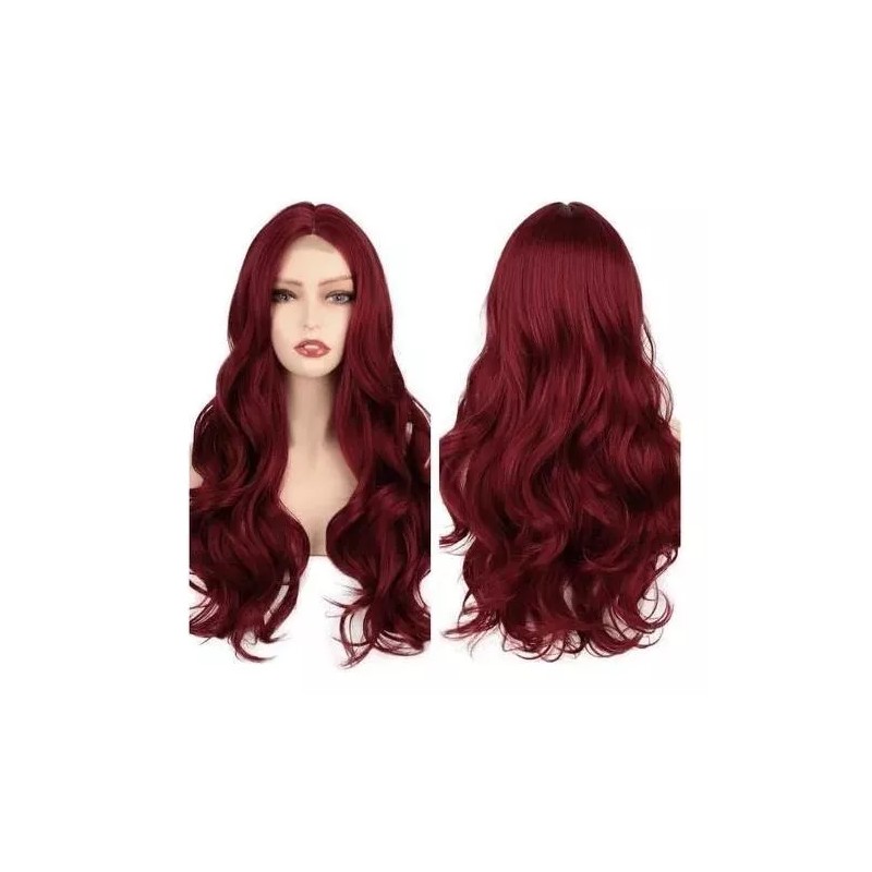 generic A Peluca Mujer Larga Rizada Roja Con Encaje Frontal