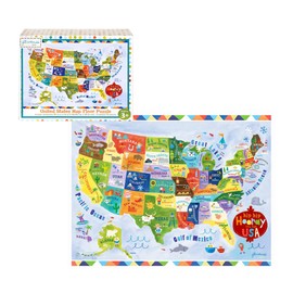C.R. Gibson United States Map Floor Jigsaw Puzzle Game for Kids, 74pc