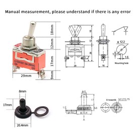 DaFuRui Waterproof Toggle Switch，10Pack 2 Position 2 Pin ON-Off Metal Toggle Switch 15A 250V Heavy Duty Toggle Switch with Metal Bat Waterproof Boot Cap Cover