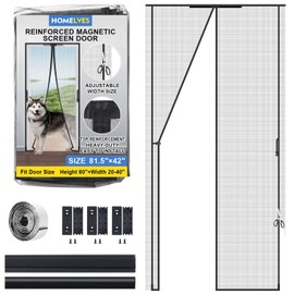 Top Reinforcement Magnetic Screen Door Mesh,Fit Door Size Height80 x Width20~40",Door Screen Magnetic Closure Heavy Duty,Walk Through Screen Door with Magnetic Closure,Self Closing,Mosquito Out