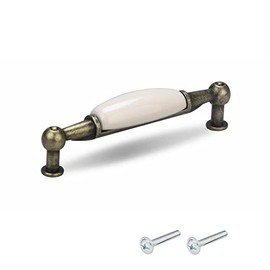 cyclingcolors Furniture Handle 96 mm Ceramic Handles Antique Brass with Screws Door Handles Kitchen Handles Cabinet Handle