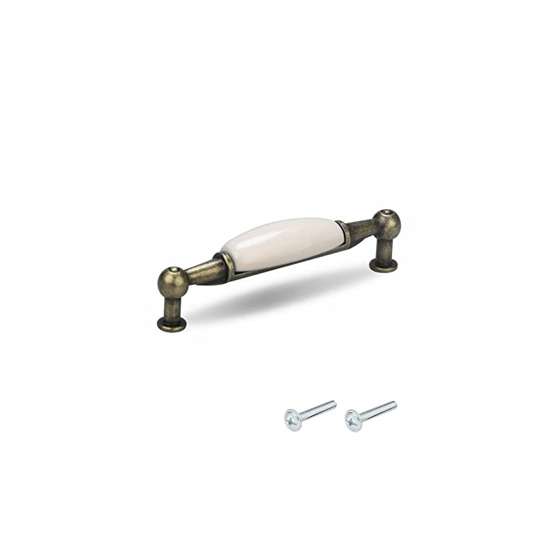 cyclingcolors Furniture Handle 96 mm Ceramic Handles Antique Brass with