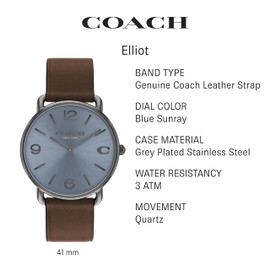 Coach Elliot Men's Watch | Contemporary Minimalism with Distinctive Artistry | A True Classic Designed for Every Occasion | Water Resistant (Model 14602647)