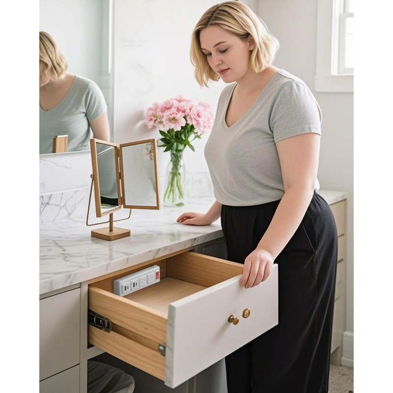 JACEPFY Drawer Outlet with USB-C 20W PD Fast Charging, Flush-Mount