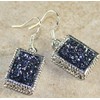 SILVER Vintage Style Ocean Blue Rainbow Titanium Druzy Rectangular Earrings