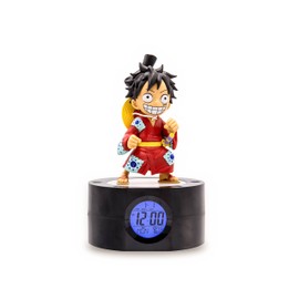 Teknofun - Alarm Clock One Piece - Luffy in Kimono - Illuminated Retro Screen - Digital Display - Programmable Alarm - LED Light - 3 x AAA Not Included - For Children, Collectors