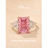 Effinny 4.0ct Crushed Ice Radiant Cut Three Stone Pink Engagement