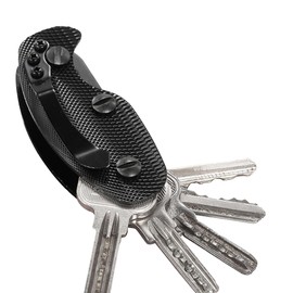 FISHTEC - Smart Key Organizer - Compact Keychain - Holds up to 5 Keys - Heavy Duty Key Holder with Belt Clip - Key Sorter - Key Organizer with Shockproof, black