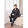 JupiterSecret Men's Silk Pajamas Set Long Sleeve Button-Down Sleepwear With