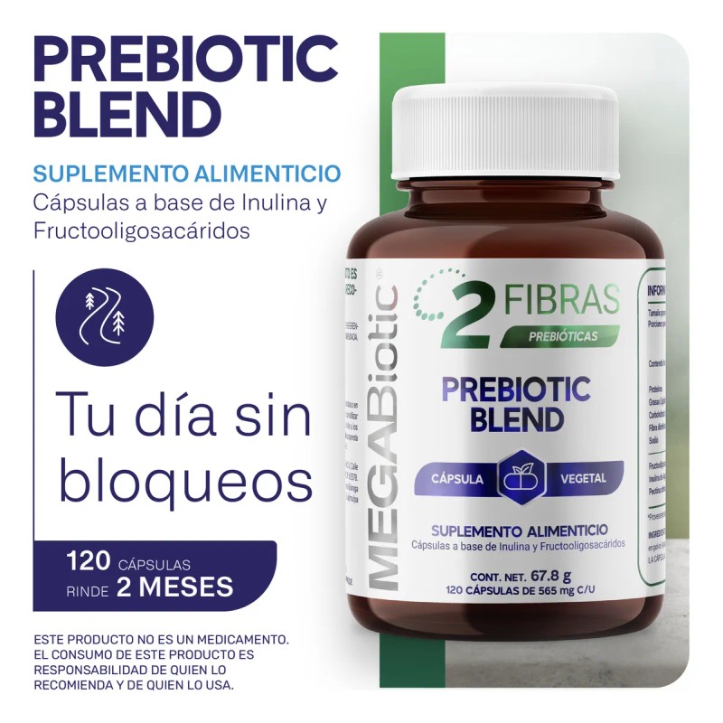 Prebiticos Blend Megabiotic 120 Cpsulas 1130mg Por Porcin Sin Sabor