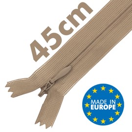 MARARDI [Pack 5] Invisible Zippers [Nude] Nylon [45 cm] Sewing and Crafts for Clothing Bags Fabric for Sewing Machine Patchwork Plastic Cotton Zipper with Metal Zip