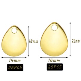 Fishing Spinner Blade for Lure Making Kit, 50 Pcs Fishing Blades, Deep Cup Copper Spinner Blades,Assortment Freshwater Saltwater Walleye Rig DIY Parts Accessories(2 Sizes)