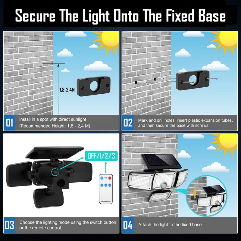 HYBEC - Solar Lamp with Motion Sensor, Motion Sensor Outdoor