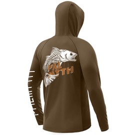 Palmyth Mens Fishing Shirts UV Sun Protection Vented Hoodie Long Sleeve with UPF 50+ Neck Gaiter Coffee Redfish Bone Large