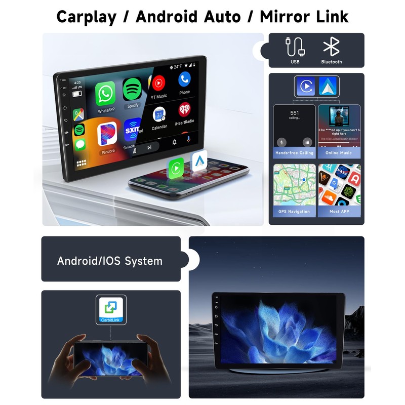 [8 CORE 2G+64G] Android 13 Double Din Car Radio Wireless