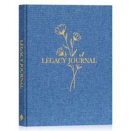 Lanpn Grandparents Legacy Journal Book with Prompts, Tell Me Your Life Story Memory Book to Fill Out, Mom Story Family Memory Book Keepsake Generational Journal, Grandpa Grandma Parents Gift, Blue