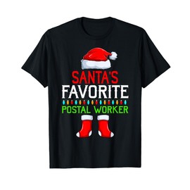 Xmas Lighting Santa's Favorite Postal Worker Funny Christmas T-Shirt