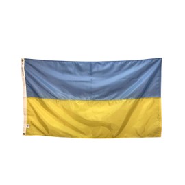 3x5' Ukraine Flag, Sewn Stripes of Durable and Fade Resistant All Weather Nylon, With Canvas Header and Brass Grommets, 4 Rows of Fly End Stitching, Made in USA