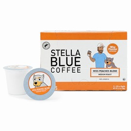 Stella Blue Coffee Pods, Miss Peaches Blend, Medium Roast Citrus Caramel, Fruity Notes 100% Arabica Beans, Ethically Sourced from Central and South America, 12 Recyclable K Cup Compatible Pods
