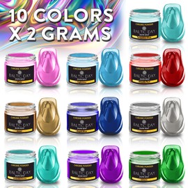 BALTIC DAY - 10x2g Chrome Powder - Metallic Mirror Effect Chrome Pigment Powder for Nails - Metallic Holographic Pigment for Epoxy Resin, Tumblers, Crafting, Oil Painting, Slime - Metallic Mica Powder
