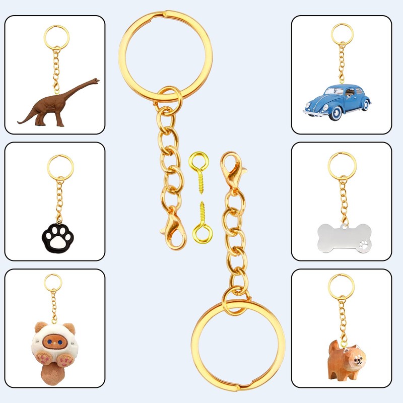 30PCS Key Chains for Craft Golden Keyring Chain 25mm Metal