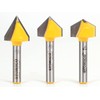 Yonico V Groove Router Bit Large 3 Bit Set 1/4-Inch