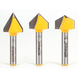 Yonico V Groove Router Bit Large 3 Bit Set 1/4-Inch Shank 14391q