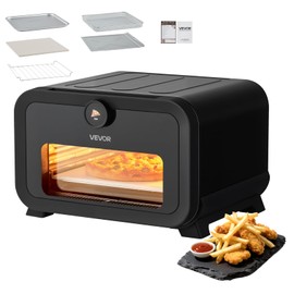 VEVOR Pizza Oven, 8 Presets Electric Pizza Ovens Air Fry Combo, 12-Inch Indoor Pizza Maker Smart Knob Control, 750°F Max Temp, IPX4 Waterproof Countertop Pizza Cooker w/Pizza Stone,Fry Basket