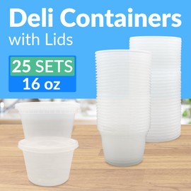 Reli. Deli Containers with Lids (25 Sets) 16 oz Plastic Containers with Lids | Plastic Soup Containers for To Go, Meal Prep, Food Storage | BPA Free & Disposable | Microwave, Dishwasher, Freezer Safe