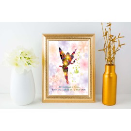 Uhomate Princesss Tinkerbell Peter Pan Never Grow Up Home Canvas Prints Wall Art Baby Gift Inspirational Quotes Wall Decor Living Room Bedroom Bathroom Artwork C015 (11X14)