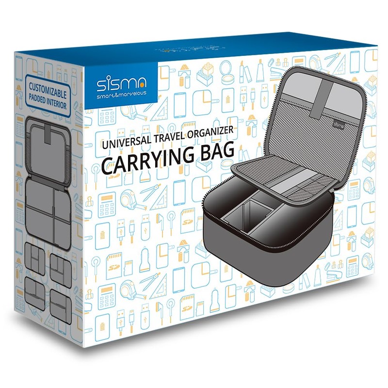 sisma Electronics Cords Organizer Tech Accessories Storage Case Travel Small