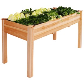 Elevon 48x24x30in Raised Garden Bed, Elevated Wood Planter Box Stand for Backyard, Patio, Balcony w/Bed Liner, 200lb Capacity