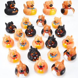 Deekin 24 Patos de Goma de Animales Patos de Perros de 2 Pulgadas Pequeños Patos de Goma Flotantes para Cruceros Regalo de Fiesta de Cumpleaños de Ducha Actividad Fiesta Temática de Perro