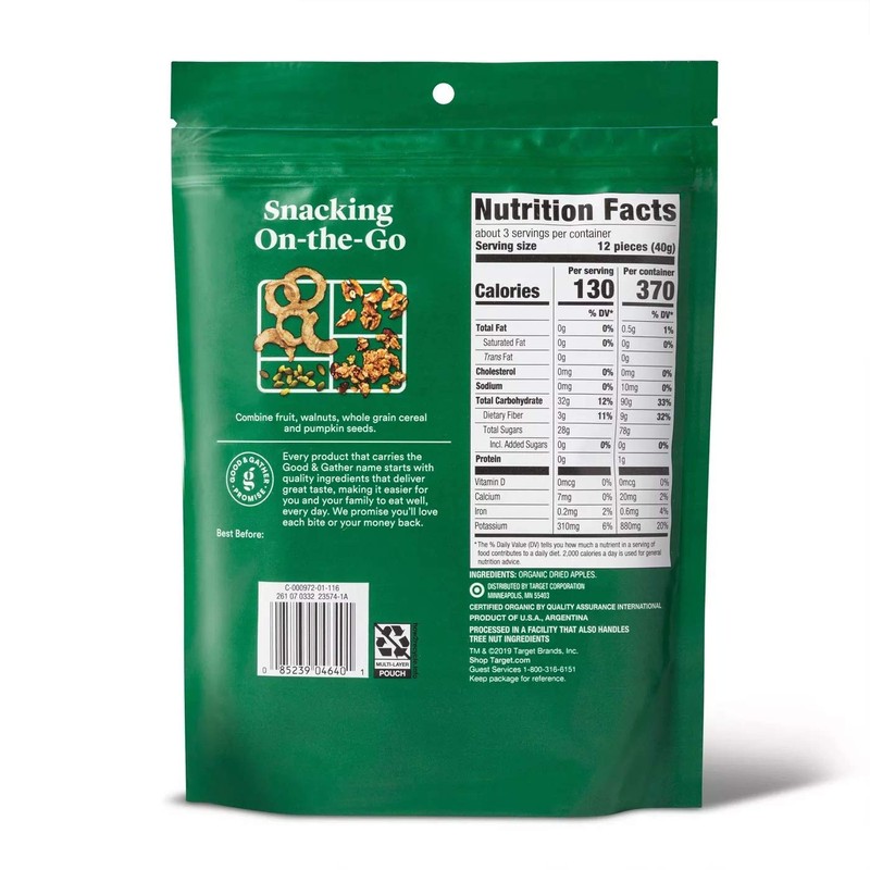 Good & Gather- Organic Dried Unsweetened Apple Rings Snacks -