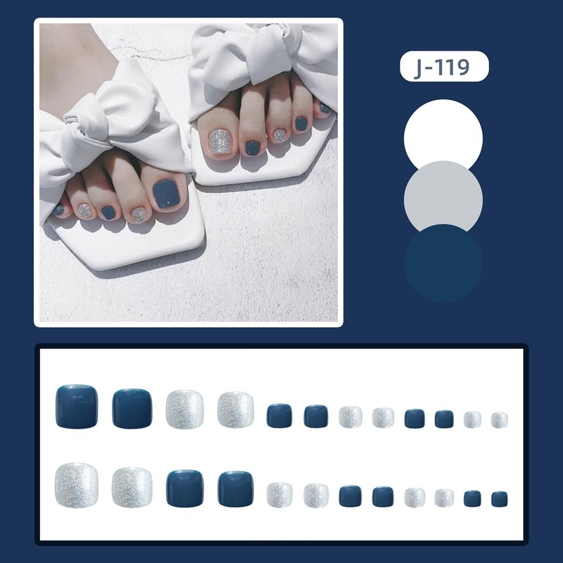 J-119 Nail Tips, Pack of 24, False Nails, Foot Nails,