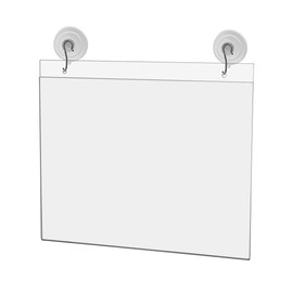 Marketing Holders 11”W x 8”H Sign Holder Window Mount with Suction Cups and Hanging Hooks Announcements Horizontal Frame Ad Handout Picture Warning Party Advertisement Prices Employee Signage