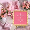 Pink Felt Letter Board with Stand, Built-in LED Lights With