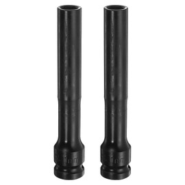 HARFINGTON 2pcs Deep Thin Wall Impact Socket 11mm Metric 6 Point Socket 1/2" Square Drive 5" Extra Long Phosphated CR-V Steel Industrial Grade Spindle Axle Nut Socket, Black