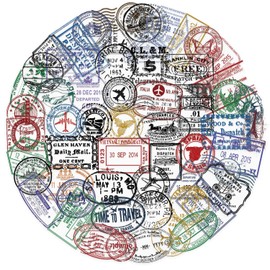 Retro Postmark Stickers, 50 Pieces, Cute Decoration for Car, Laptop, Skateboard, Bicycle, Moped, Motorcycle, Bicycle Computer, Suitable for Adults, Children, Poststamp Sticker Set