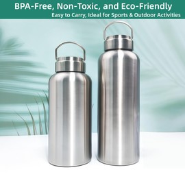 CDJ 42oz Uninsulated Single Wall Stainless Steel Water Bottle, Reusable Metal Water Bottle for Sports, Leakproof and Durable, Perfect for Hiking, Gym, Picnics, and Outdoor Activities