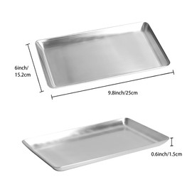 IMEEA Silver Tray SUS304 Stainless Steel Rectangular Tray for Bathroom Vanity Jewelry and Serving, 9.8”x 6”