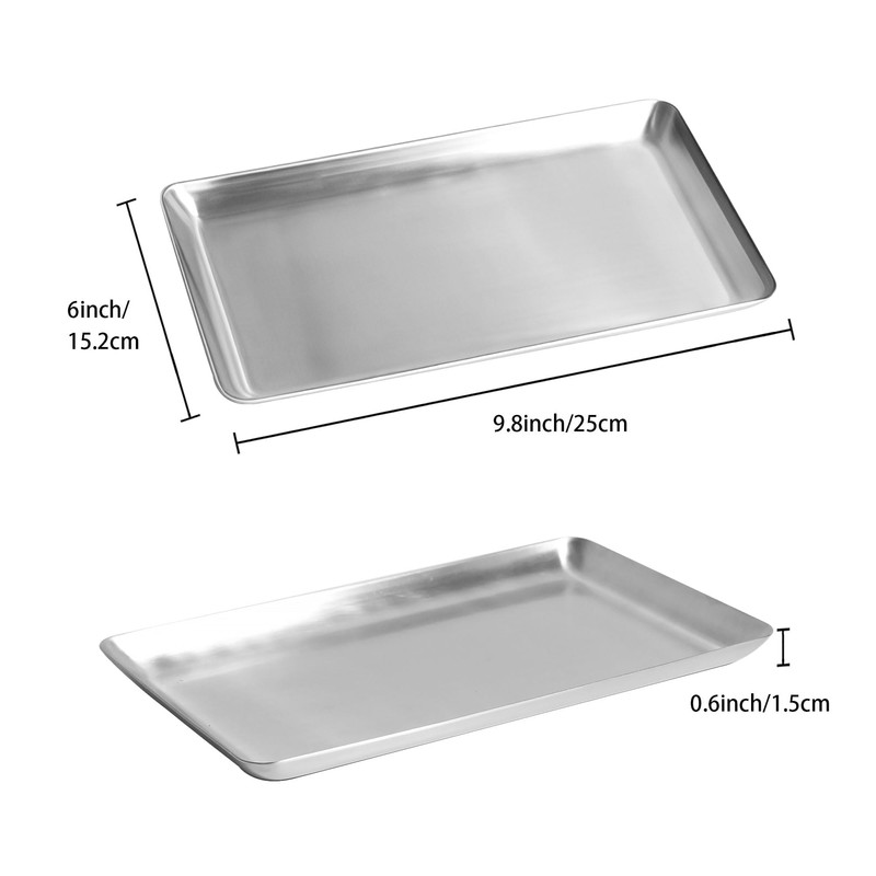 IMEEA Silver Tray SUS304 Stainless Steel Rectangular Tray for Bathroom