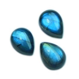 Myhealingworld Natural Calibrated 10x14mm Pear Shape Blue Fire Labradorite Cabochon Loose Gemstone 3pcs Box. for Healing Wellness and Jewelry Making.