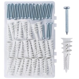 JEGONFRI 60PCS Self Drilling Drywall Anchors and #8 Screws, Wall Anchors for Drywall Heavy Duty Holds Upto 75LB, No Pre Drill Hole Required, Dry Wall Screws and Anchors Kit