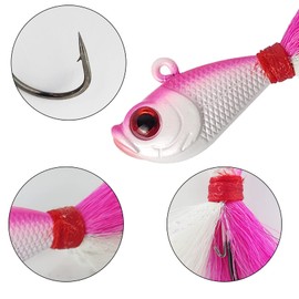 Shark Shooter 4pcs Fishing Bucktails Jig Saltwater Hair Jigs Wire Bait Keeper Surf Fishing Lures for Bass Fishing (2oz)